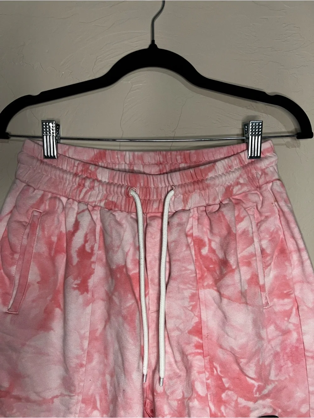 Sprayground Pink Tie Dye Limited Edition Terry Raw Hem Step Hem Mens Shorts